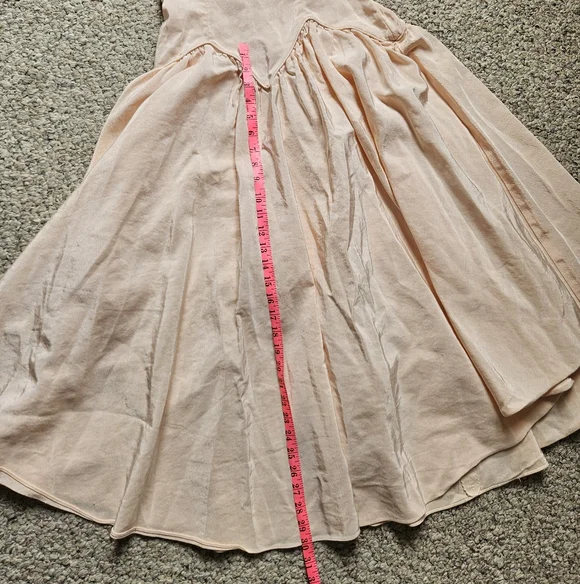Vintage Handmade 80s Prom Peach Taffeta Party Dress - Picture 13 of 15